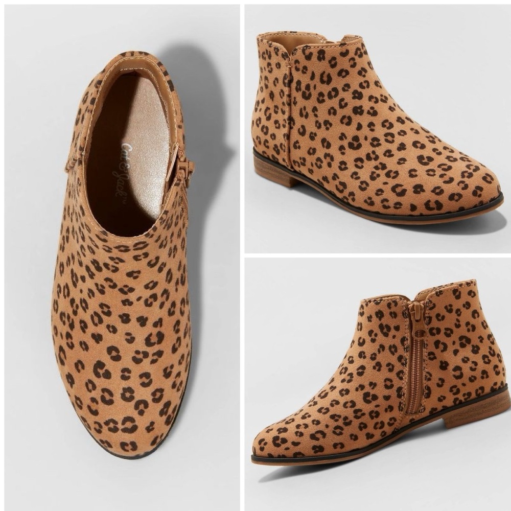 NWT! Cat & Jack Girls' Opal Leopard Print Zipper Booties